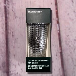 1-Starbucks Silver Cold Cup Key Chain Silver